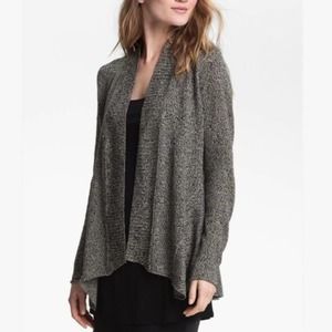 Eileen Fisher 100% Linen Mesh Knit Open Front Cardigan Tan Brown Size Medium